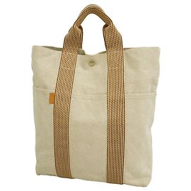 Hermès Hermes Fourre-Tout Cabas Canvas Tote Bag Marrone