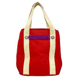 Chanel Red Canvas Tote Bag Red