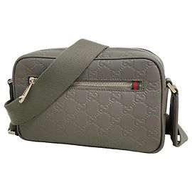 Gucci Gray Leather Shoulder Bag Brown