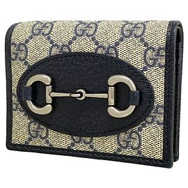 Gucci Horsebit Geldbörse Beige Marineblau