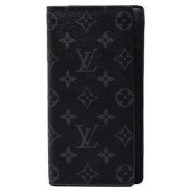 Louis Vuitton Monogram Eclipse Portefeuille Brazza Long Wallet Negro