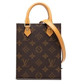 Sac à main Louis Vuitton Monogram Petite Sac Plat Marron