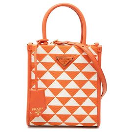 Mini bolso Prada con placa de logotipo triangular Blanco Naranja