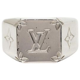 Anel de Sinete Louis Vuitton Monogram Prata