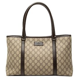 Gucci GG Supreme Tote Bag Braun Beige