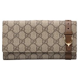 Gucci GG Supreme Long Wallet Brown Beige