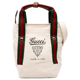 Gucci Handtasche aus Canvas und Leder Weiß