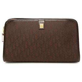 Pochette Dior Brown Diorissimo Trotter Canvas Marron Marron foncé