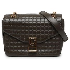 Céline Celine Bolso C Bag Medium de piel de becerro acolchada Marrón Castaño Marrón oscuro