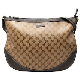 Gucci Bolsa Tiracolo Meia Lua Large GG Crystal Bege Bege