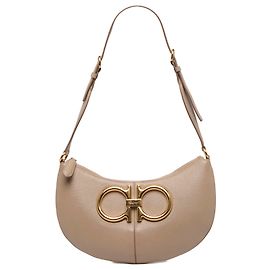Salvatore Ferragamo Borsa Hobo Ferragamo in pelle marrone Maxi Gancio Marrone Beige