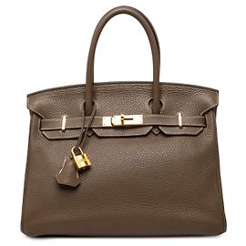 Hermès Birkin Retourne 30 en cuero Clemence Marrón Castaño