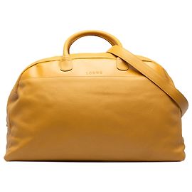 LOEWE Yellow Leather Logo Travel Bag Yellow Mustard