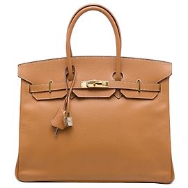 Hermès Brown Epsom Birkin Retourne 35 Marrom Camelo