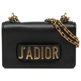 Dior Mini J Adior Chain Flap em pele de vitela preta Preto