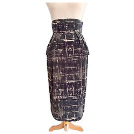 Saia midi Philosophy di Alberta Ferretti estampada Branco Outro Cinza antracite