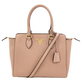 Sac à main 2-Way Prada Saffiano en Pink Beige Beige