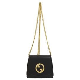 Gucci 725219 Rondy Medium Chain Wallet Interlocking G Shoulder Bag Noir