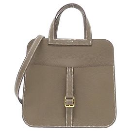 Hermès Bolsa de ombro Hermes Arzan25 Taurillon Clemence Marrom