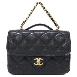 Mochila Chanel AS5347 em pele Caviar Preto