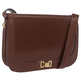 Céline CELINE Triomphe Shoulder Bag Leather Brown Gold Tone Altro