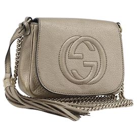 GUCCI Soho Chain Shoulder Bag Leather Gold 323190 Autre