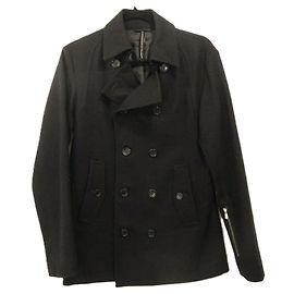 Autre Marque BlackbyBarrett Black Wool Blend Double Breasted Peacoat Black