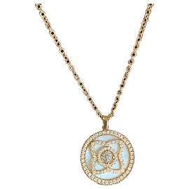 Colar De Beers Lotus em Ouro Rosa e Diamantes Dourado