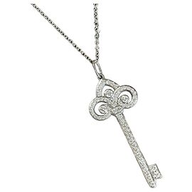 Tiffany & Co. Platin Iris Flower Key Halskette mit Diamanten Silber