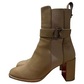 Christian Louboutin CL Chelsea Booty Bottines Cuir Marron Camel Marron
