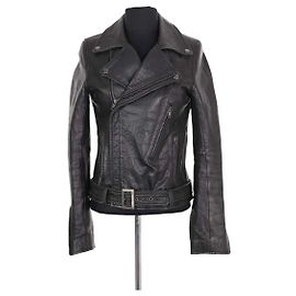 Chaqueta Maje de cuero negro Negro