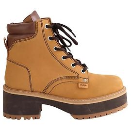 Boots à lacets en cuir Maje camel Camel