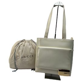Sac cabas structuré en cuir Gucci Vintage Fin 1990s Cream Beige
