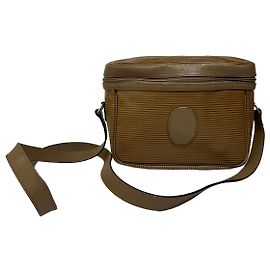 Bolso bandolera vintage Yves Saint Laurent de piel sintética a rayas finales de los 80 Tan Beige Camello