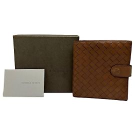 Vintage Bottega Veneta Intrecciato Bifold Wallet frühe 2000er Tan Kamel