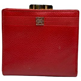Cartera bifold Vintage Givenchy Logo 4G Finales de los 1970 Roja Roja