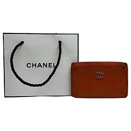 Cartera Vintage Chanel Bifold 2008–2009 Orange Silver Naranja
