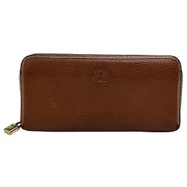 Vintage Loewe Grained Leather Zip Wallet Late 2000s Brown Brown