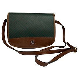Borsa a tracolla con patta Vintage Givenchy 4G Monogram Fine anni '70 Verde Marrone Verde