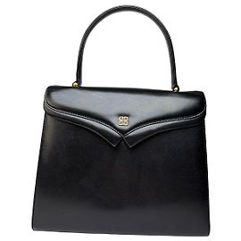 Vintage Givenchy Structured Top-Handle Bag Late 1970s Black Black