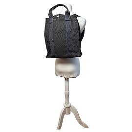 Vintage Hermès Troca Canvas Tote Late 1990s Dark Grey Blue Grey