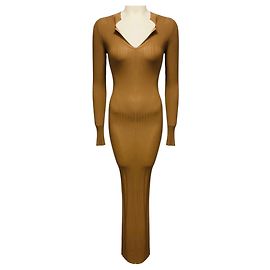 Totême Toteme Arezzo Rippstrick-Midikleid Light Brown Braun