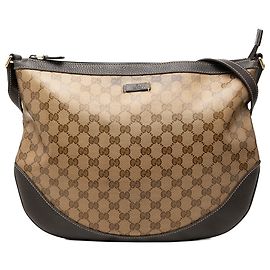 Bolsa Tiracolo Gucci Large GG Crystal Meia Lua Bege Bege