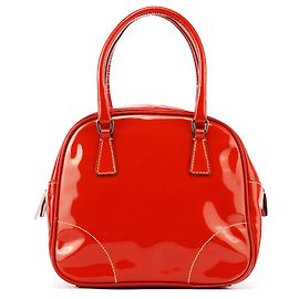 Prada Mini borsa bowling in pelle spazzolato rossa Rosso