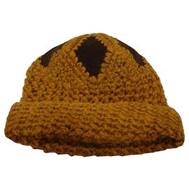 Autre Marque Gorro de lã e couro laranja ferrugem com losangos Laranja