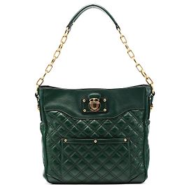 Marc Jacobs Green Quilted Leather Chain Shoulder Bag Green