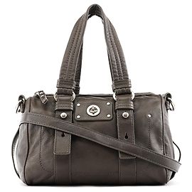 Marc by Marc Jacobs Grey Leather Turnlock 2-Way Bowling Bag Grey