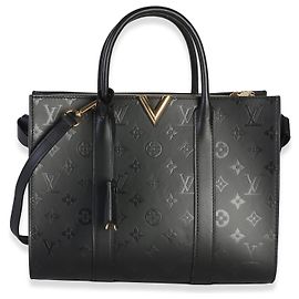 Louis Vuitton Black Monogram Cuir Plume Very Tote MM Negro