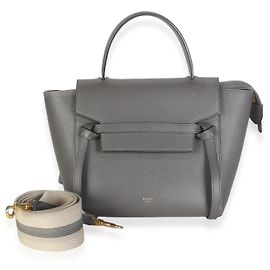 Céline Celine Micro Belt Bag em pele de vitela granulada cinza Marrom