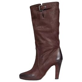 Prada Brown Leather Block Heel Pull-On Boots Sz.39 Pre-owned Other